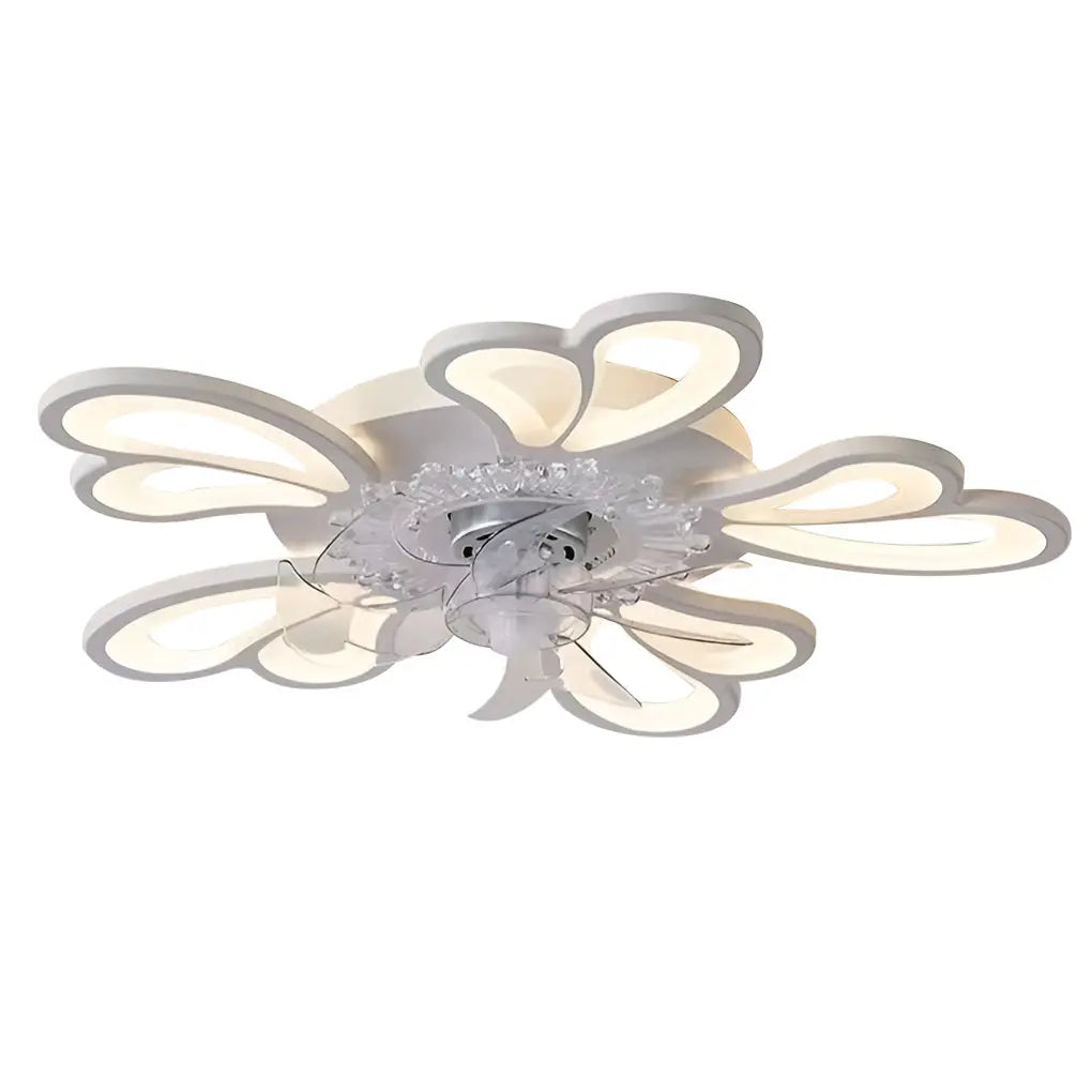 Nordic Ceiling Fan Lights with Creative Flower-Shaped Design and Three-Step Dimming LED Luxe