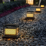 Modern Square Solar Outdoor Pillar Light — Stainless Steel, IP65, 3000K Warm White, E27