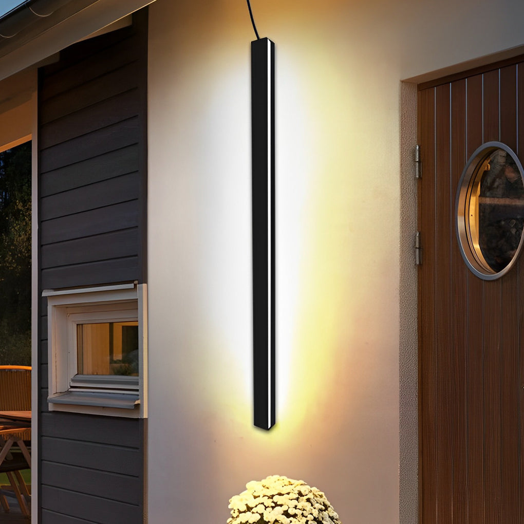 Minimalist Linear Solar Wall Sconce — Black Iron and Acrylic, LED, Waterproof, Remote Control, 3000K / 6000K, Multiple Lengths