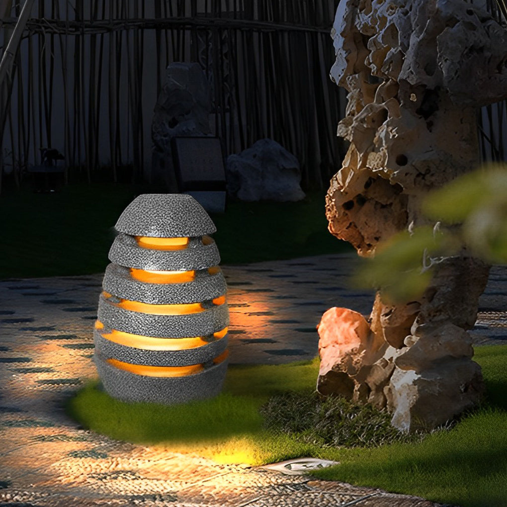 Egg-Shaped Outdoor LED Lawn Light — Resin & Acrylic, IP54 Waterproof, E27, 3000K Warm White