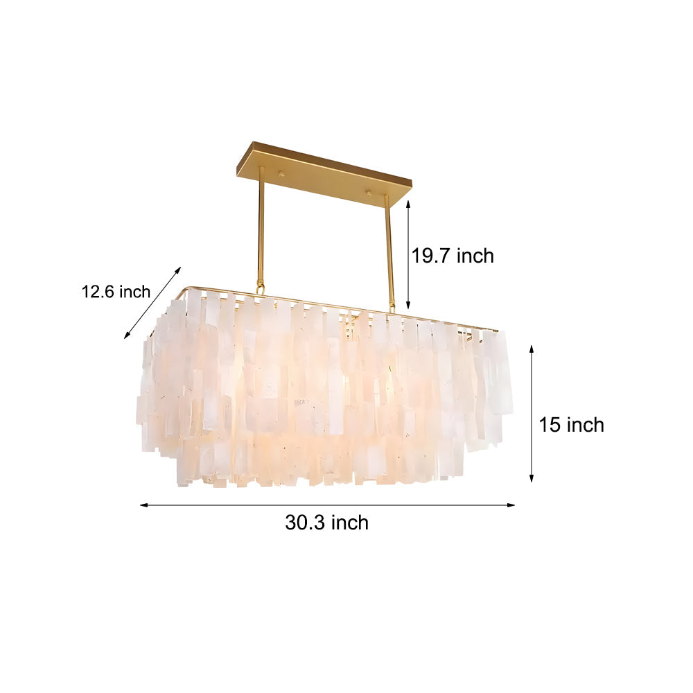 Capiz Shell Chandelier — Brass-Finish Metal, 3-Light LED, 30.3" Wide, Warm White 3000K