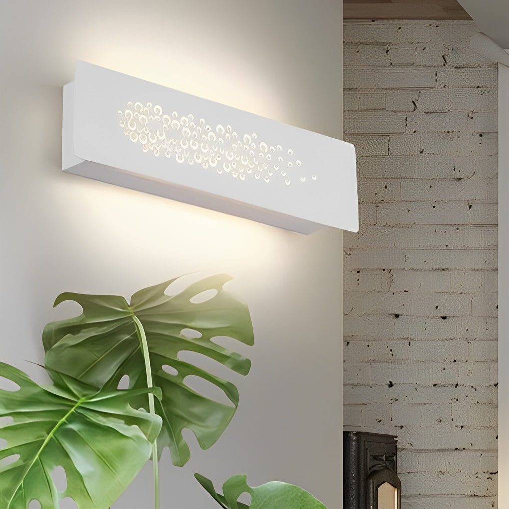 Rectangular Hollow LED Wall Sconce — Black or White Iron & Acrylic, 8W, 4500K, 12" x 4"