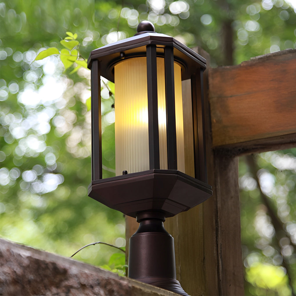 Outdoor Pillar Lamp in Retro Aluminum - Waterproof Rose Gold American Style