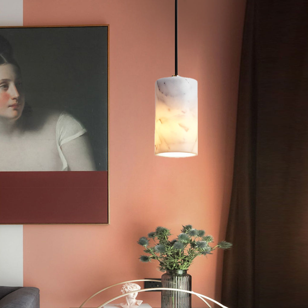 Minimalist Cylindrical Mini Pendant — Copper and Marble, E27, 3-Step Dimming (3000K/4500K/6000K), 67" Adjustable Cord