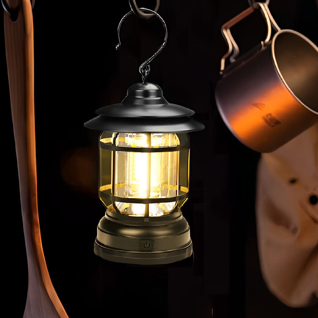 Retro Portable Camping Lantern — LED, USB-C Rechargeable, IP65 Waterproof, 3000K–6000K Adjustable