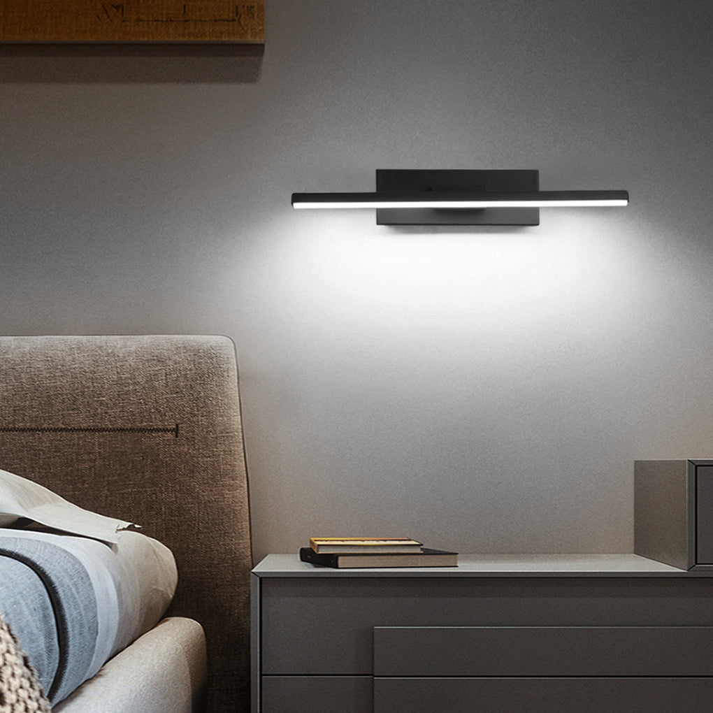 330° Rotatable Linear LED Wall Sconce — Aluminum & Iron, Black or White, 12" or 20"