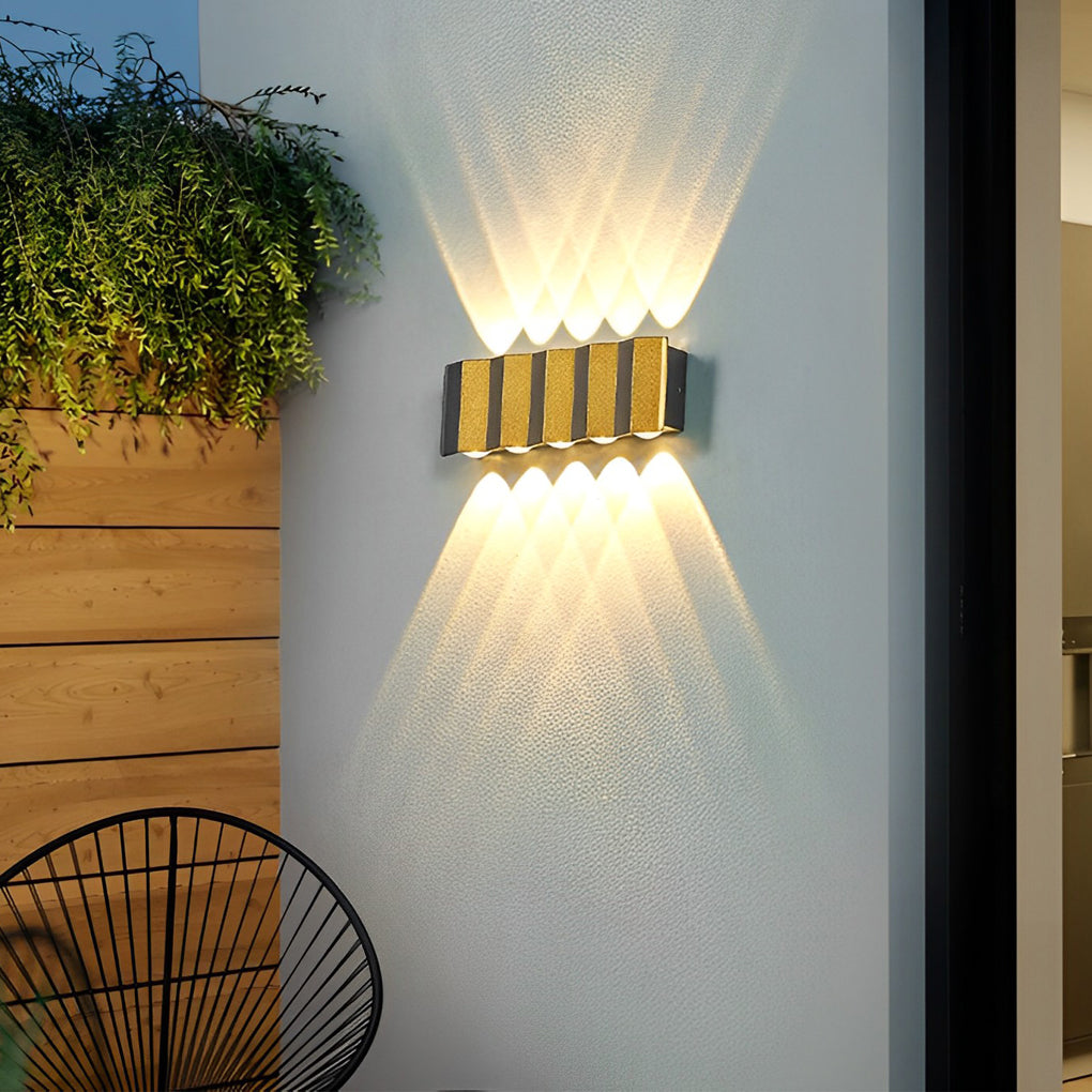 Bent Rectangle Up/Down Outdoor Wall Sconce — Aluminum, Black and Gold, LED 4W–10W, IP65
