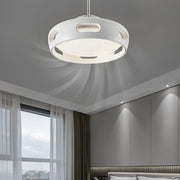 Modern Round Bladeless Ceiling Fan with Smart Mute and Stepless Dimming in White