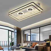 Nordic Bladeless Ceiling Fan Lamp with 2 Fans: Creative Rectangular Design and 3-Step Dimming Luxe