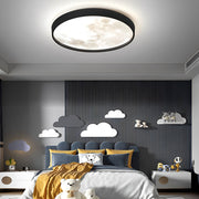Moon Flush-Mount Ceiling Light — Black Iron and Acrylic, LED, 3-Step Dimming, 14W–45W