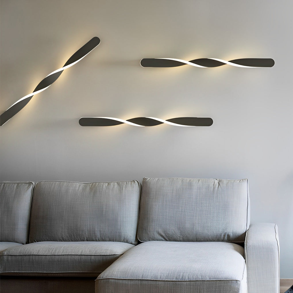 Minimalist Spiral Linear Wall Sconce — Aluminum with Silicone LED Strip, 29W, 28"