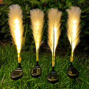Hairy Reed Solar Lawn Lights, 2-Pack — Chemical Fiber & Stainless Steel, LED, IP65, 29", Warm White / Daylight