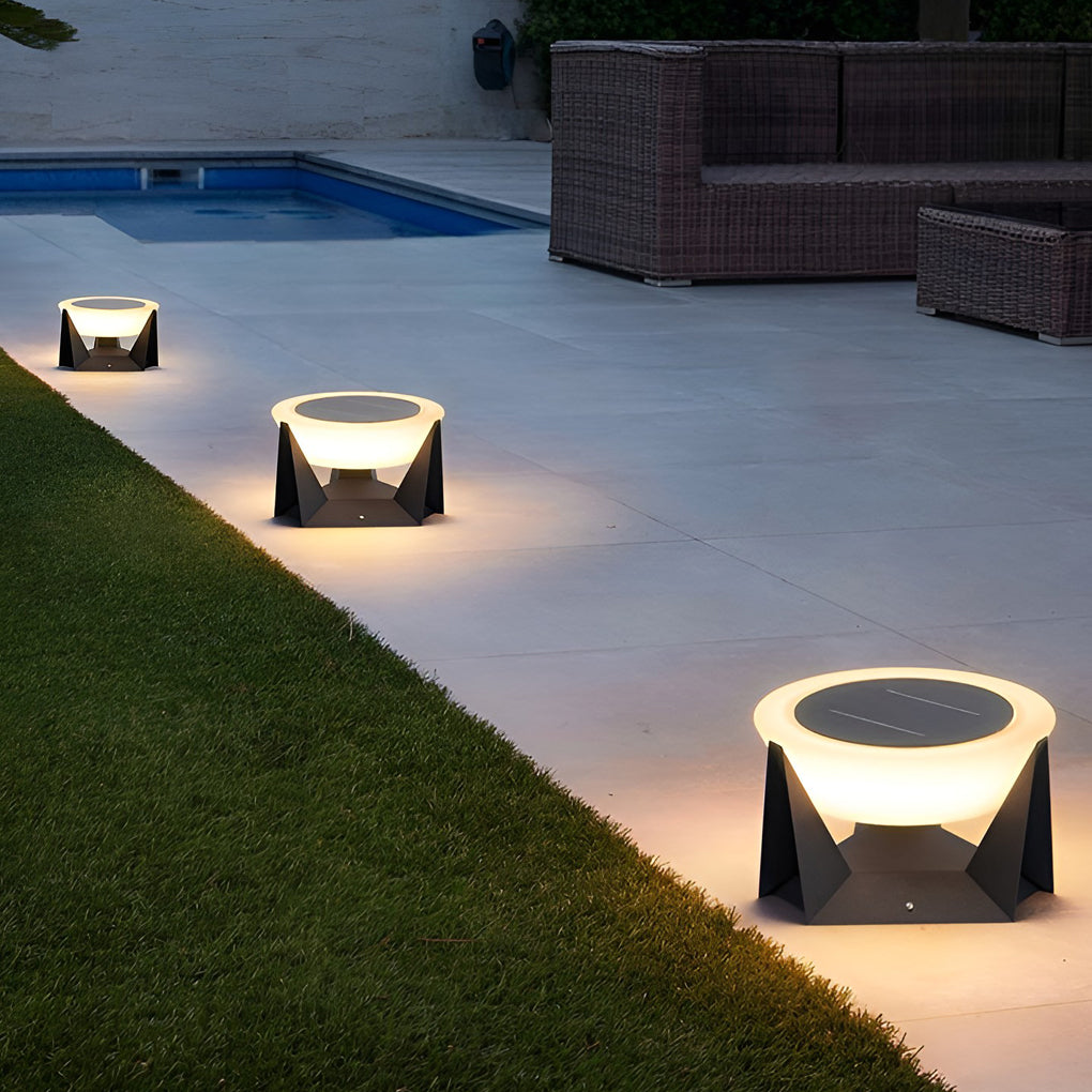 Modern Gray Solar Deck Post Light — Stainless Steel & PC, LED Warm White 3000K, IP65 Weatherproof