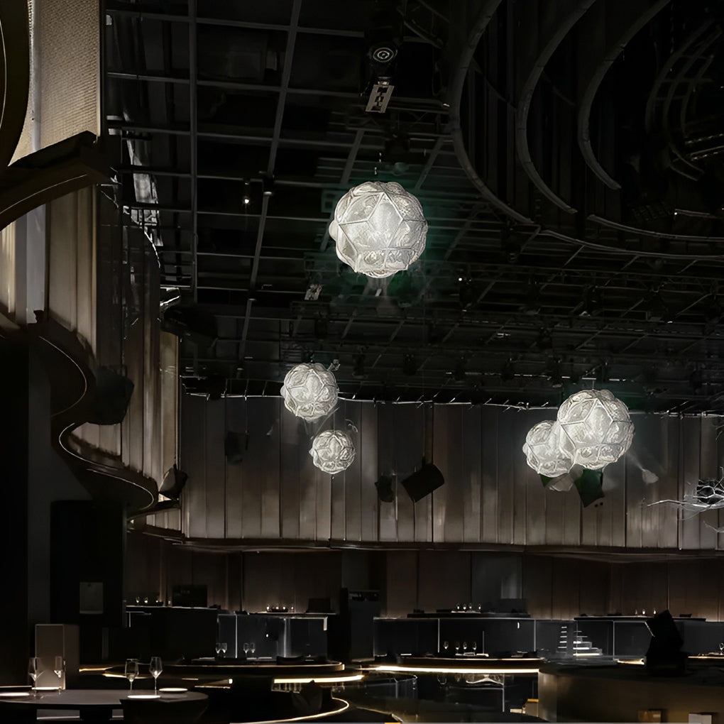 Postmodern Irregular Ball Chandelier — Stainless Steel, 3D Sculptural, Chrome or Gold, 12" or 17"