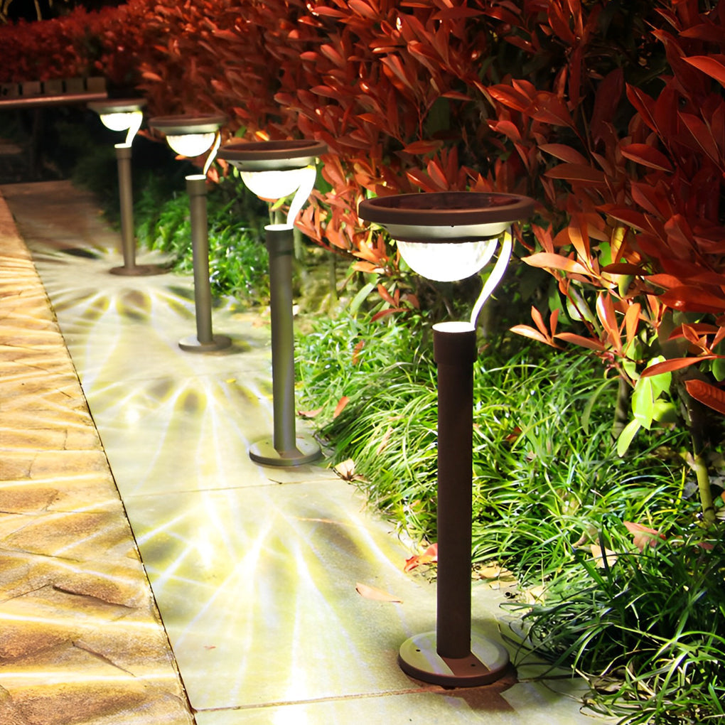 Half-Sphere Solar Bollard Light — Aluminum, LED 3000K Warm White, IP44, 6" × 22"