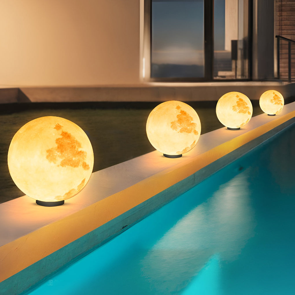 Moon Outdoor Pillar Light — PE Resin, Solar / Hardwired, IP65 Weatherproof, 9.8"–15.7"