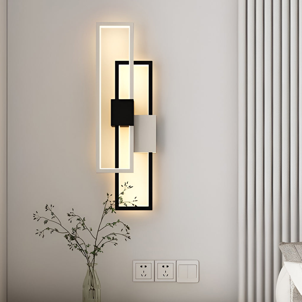 Rectangular Three-Step Dimming LED Wall Sconce — Iron & Aluminum, 3000K/6000K, Black or Gold