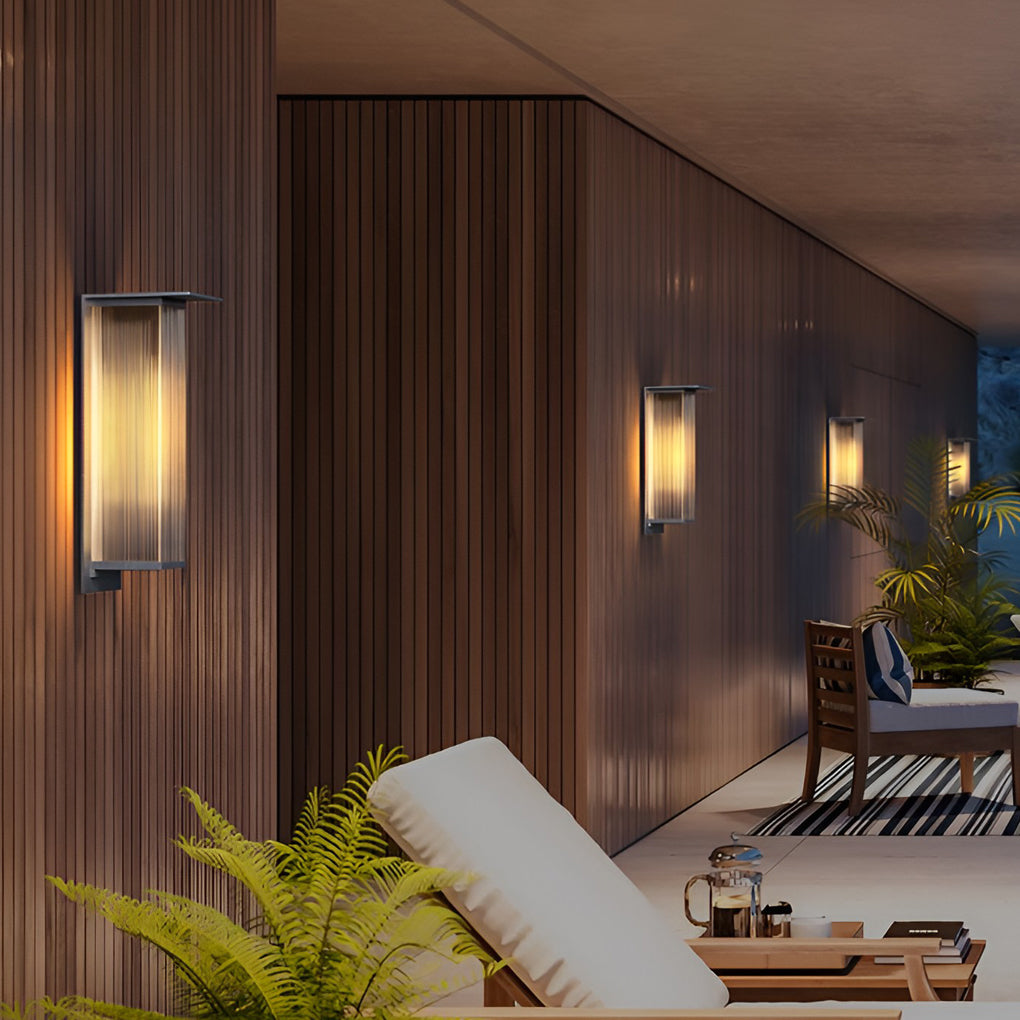Modern Rectangular Outdoor Wall Sconce — Metal & Acrylic, 3W LED, IP65 Weatherproof, Solar