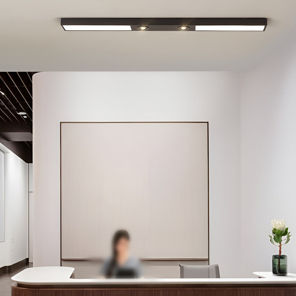 Linear LED Flush-Mount Ceiling Light — Black Iron, Adjustable Spotlights, 2- or 3-Light, 3000K / 6000K