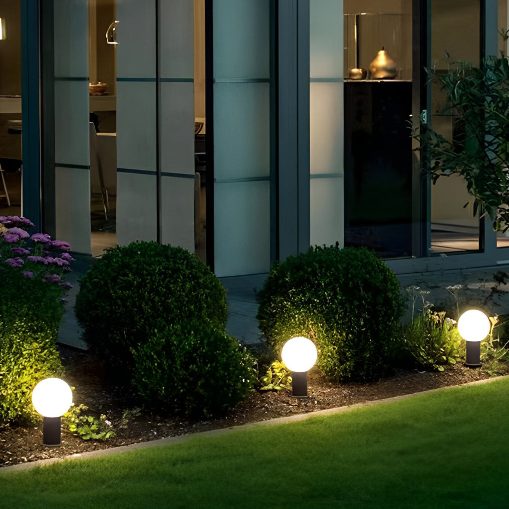 Round Ball LED Bollard Path Light — Black Stainless Steel, 3W/5W, 3000K Warm White, IP54 Weatherproof, 10" or 31.5" Height
