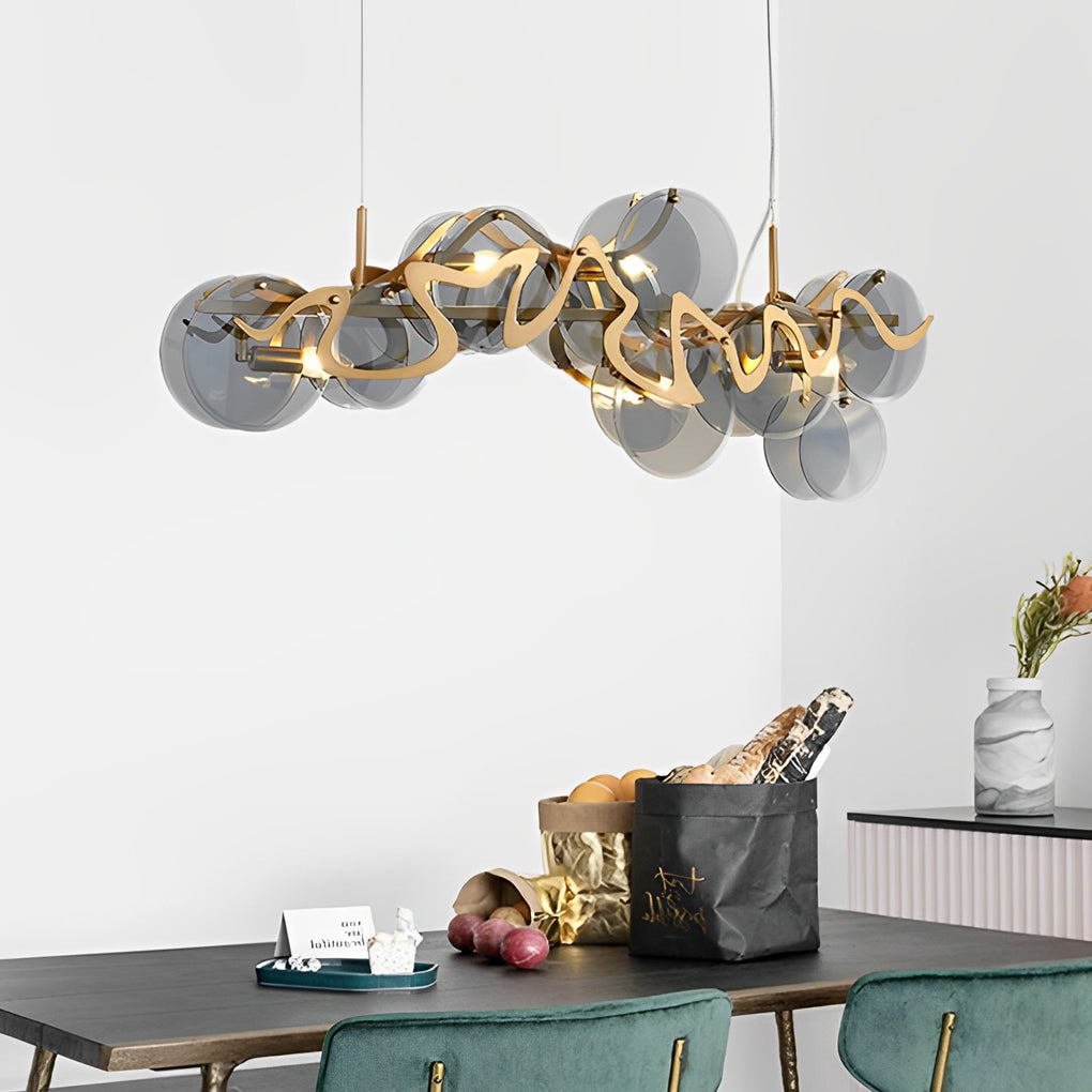 Nordic Chandelier Pendant Lights with Round Glass and Creative Iron LED Design