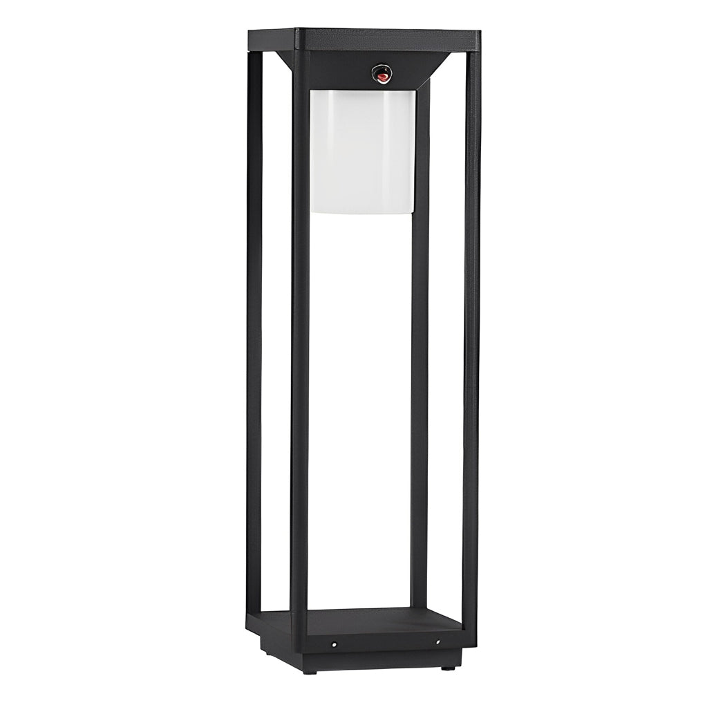 Modern Black Solar Bollard Path Light — Die-Cast Aluminum, LED, Three-Step Dimming (3000K/4500K/6000K), IP55 Weatherproof
