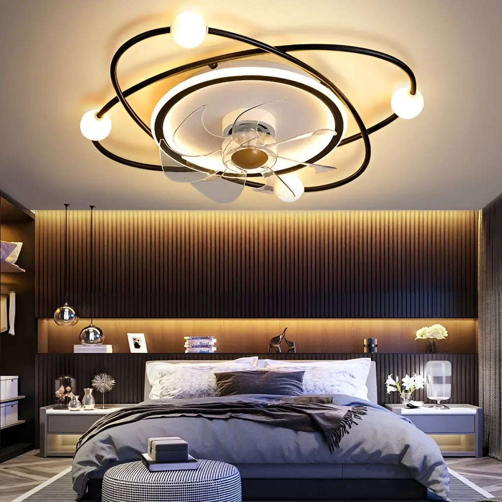 Nordic Ceiling Fan Light with Creative Intelligent Mute and Stepless Dimming LED Luxe