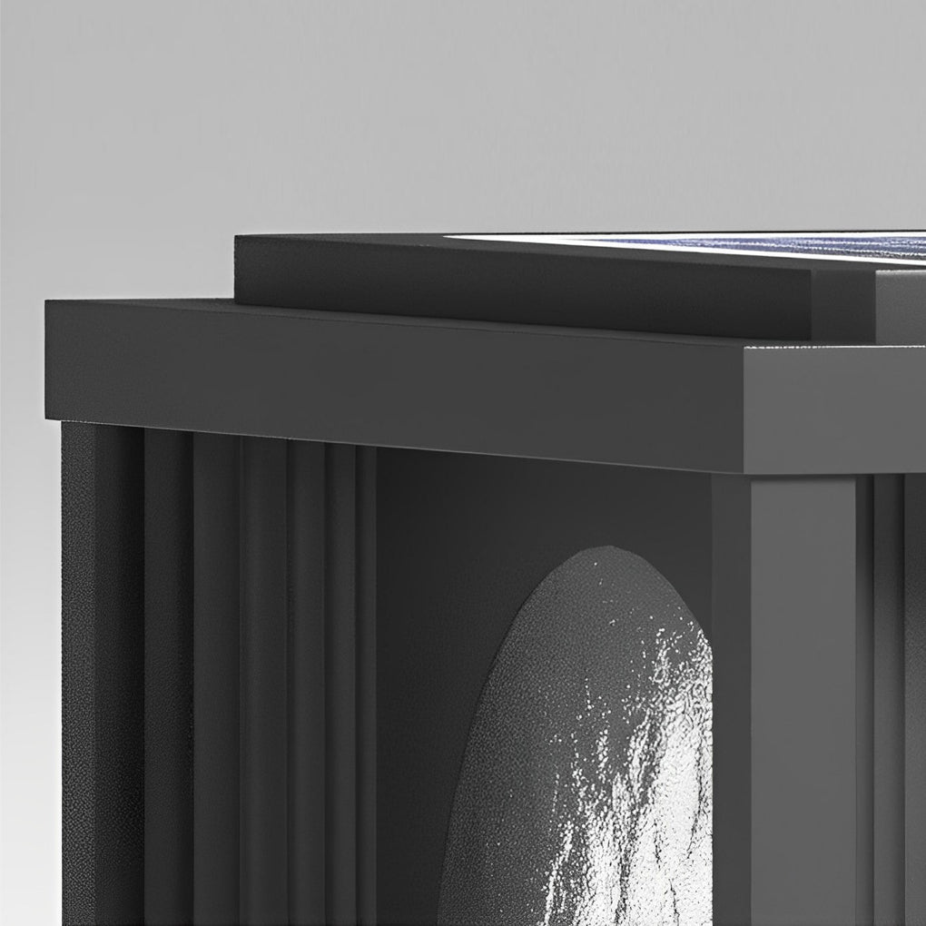 Black Solar Fence Post Cap Light — Die-Cast Aluminum & Tempered Glass, 360° Charging, 3000K LED, Square and Round Posts