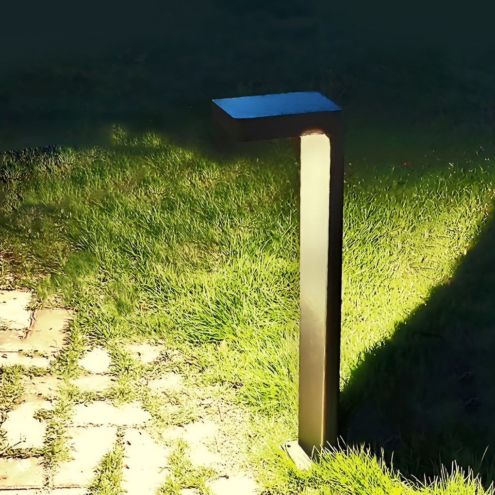 Solar Bollard Pathway Light — Die-Cast Aluminum and Glass, LED, Dusk-to-Dawn Sensor, IP65, 3000K Warm White