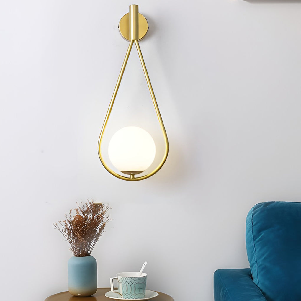 Waterdrop Wall Sconce — Iron and Glass, E27, 9" × 22", Black or Gold
