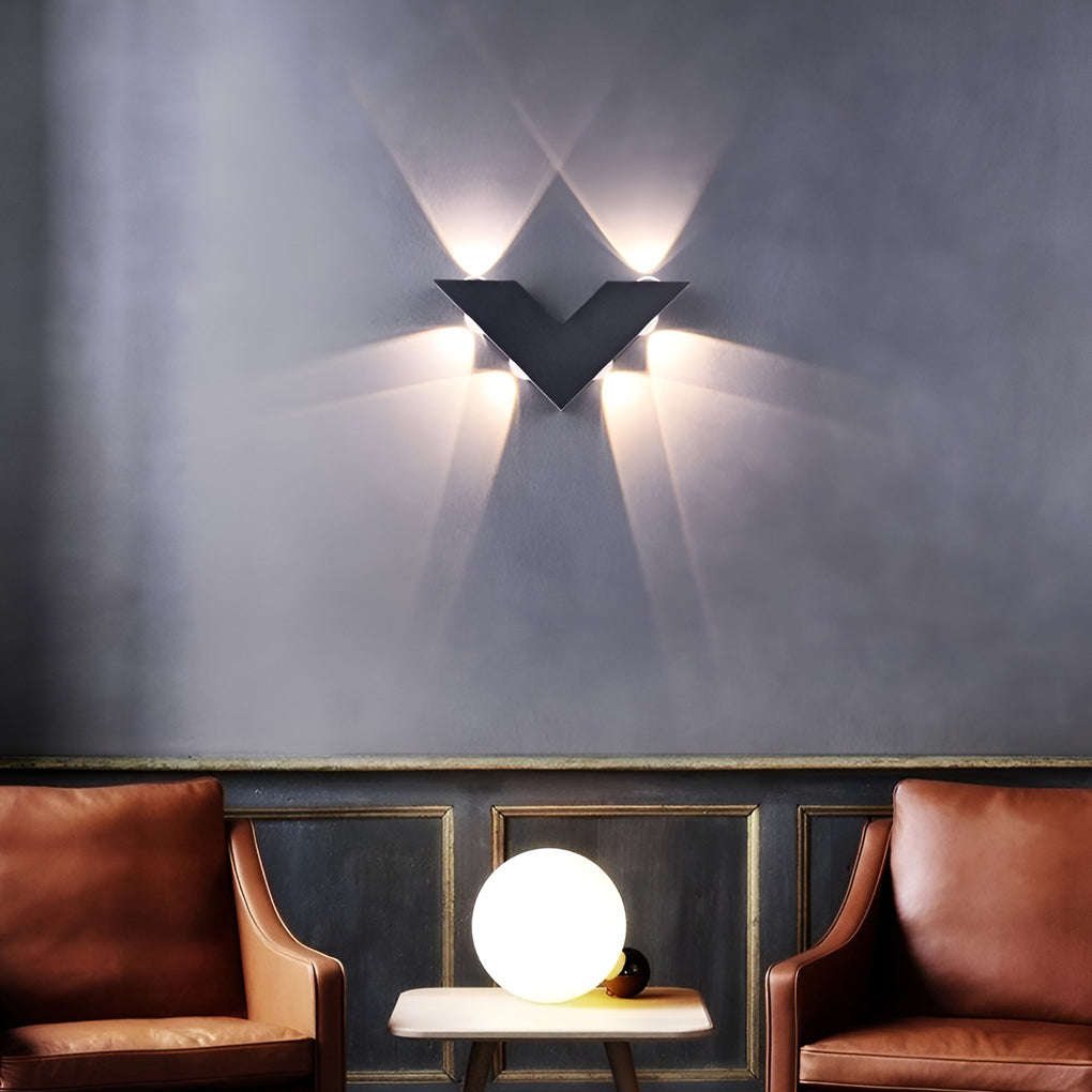 V-Shaped Up/Down Outdoor Wall Sconce — Black Aluminum, LED 6W, IP65 Weatherproof