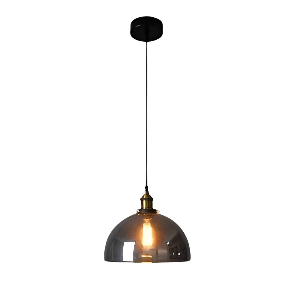 Industrial Retro Mini Pendant — Electroplated Smoke Gray Glass, Adjustable 59" Cord