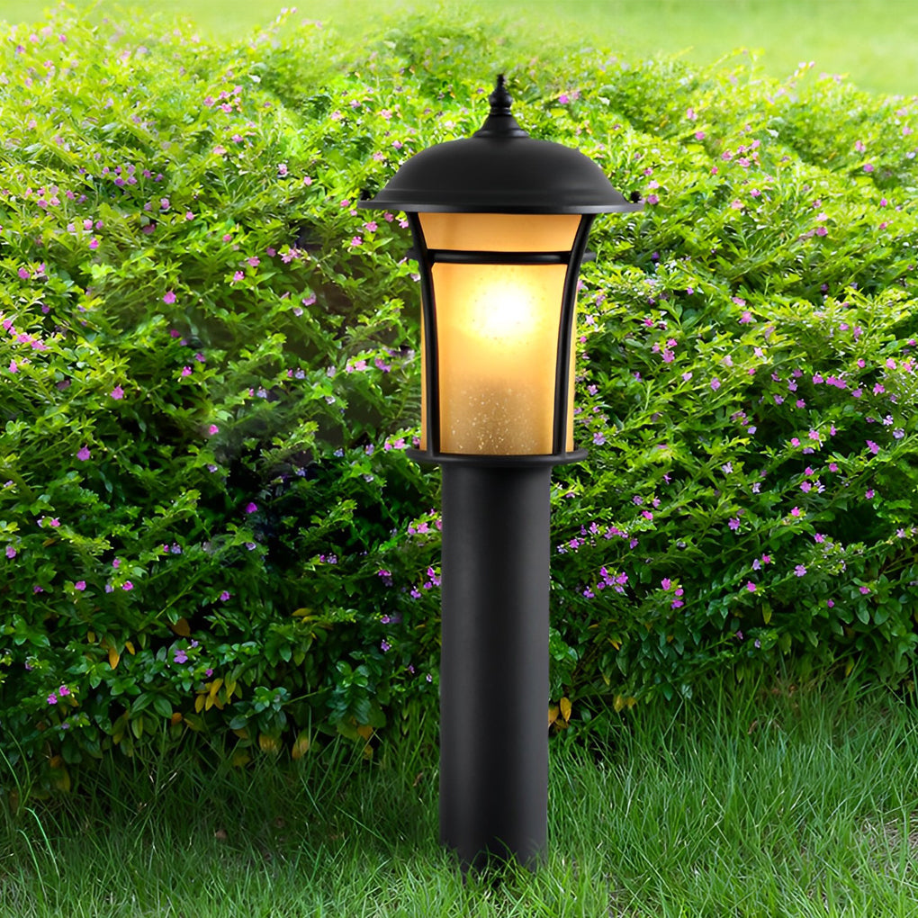 Classic English Outdoor Post Light — Black Iron and Glass, LED E27, 9W, 3000K, 15"/23"/43"