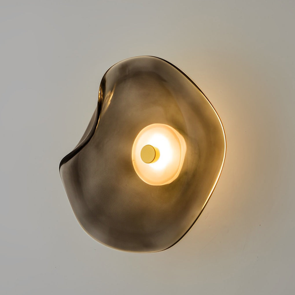 Postmodern Irregular Round Glass Wall Sconce — 10" Diffused, Warm White 3000K, Brown / Smoke Gray / Light Purple