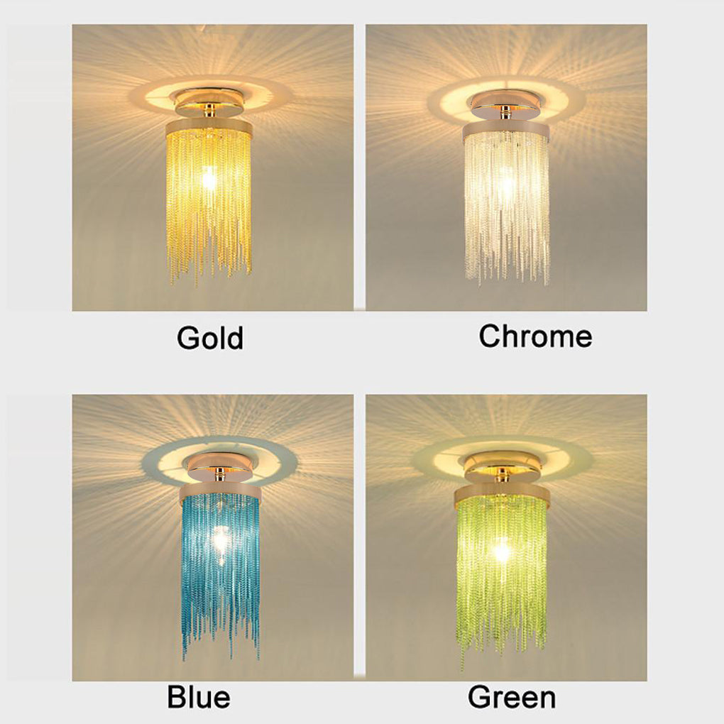 Tassel Modern Farmhouse Semi-Flush Mount — Metal, LED, 6" Diameter, 1-Light