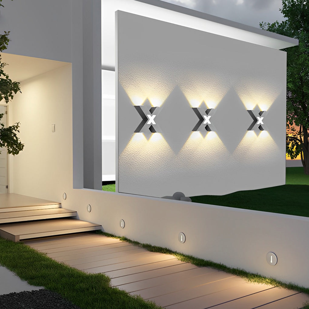 Modern Black X-Shaped Waterproof LED Outdoor Wall Lamp - Creative Exterior Lighting