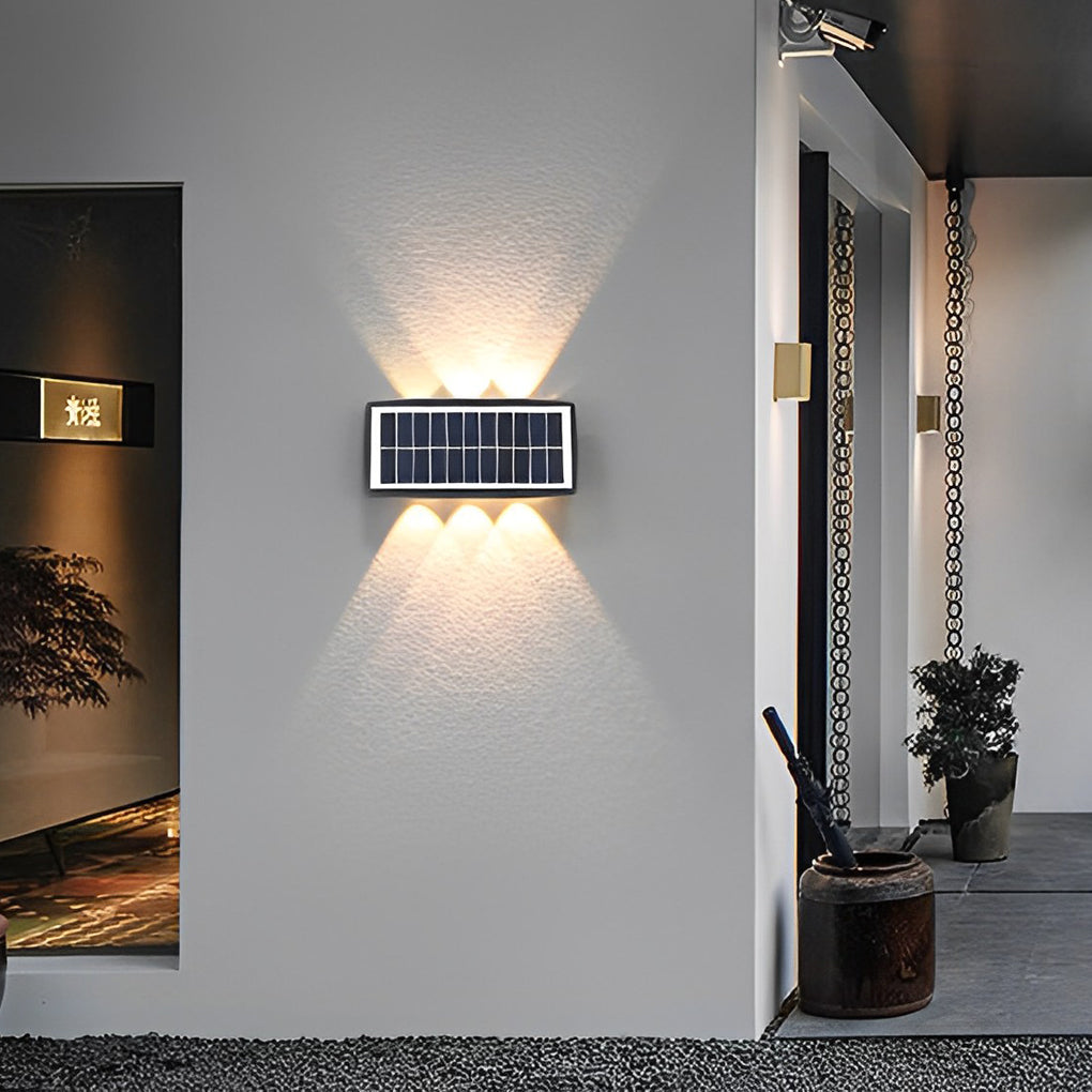 Modern Rectangular Up/Down Outdoor Wall Sconce — Black ABS, LED, IP65 Weatherproof, 4-Light or 6-Light