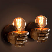 Fist-Shaped Retro Industrial Wall Sconce — Resin and Iron, E27, Engraved Baked-Varnish Finish