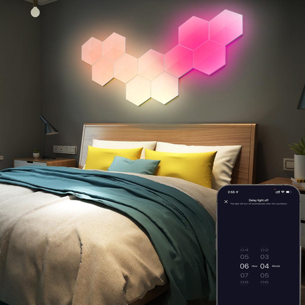 Hexagon Cellular RGBIC LED Wall Sconce Panels — Smart App & Remote Control, 4 Music Modes, 6W, 12V