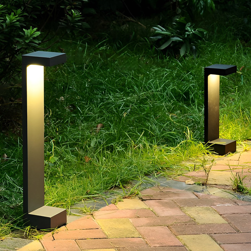 Rectangular COB Bollard Pathway Light — Black Aluminum, IP65 Weatherproof, 16" or 24"