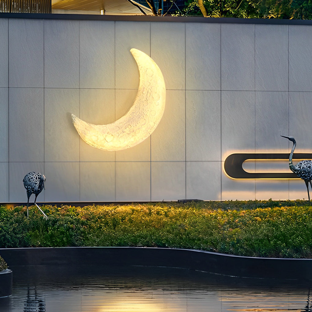 Moon Outdoor Wall Sconce — Resin, LED Warm White 3000K, Waterproof, 16" × 24"