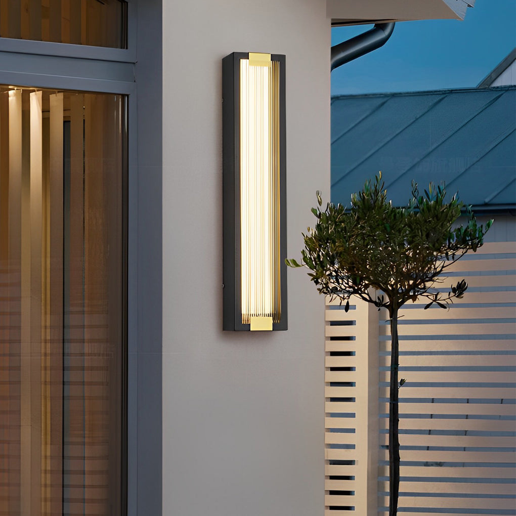 Modern Rectangular Outdoor Wall Sconce — Black Stainless Steel & Acrylic, LED 20W, 24", Waterproof, 3000K/4000K/6000K