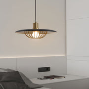 Circular Modern Pendant Light — Electroplated Iron, Three-Step Dimming, E27, Black or White, 14" or 18"