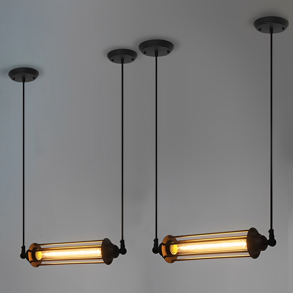 Industrial Rustic Pendant Light — Black Iron, 8W LED, Vertical or Horizontal
