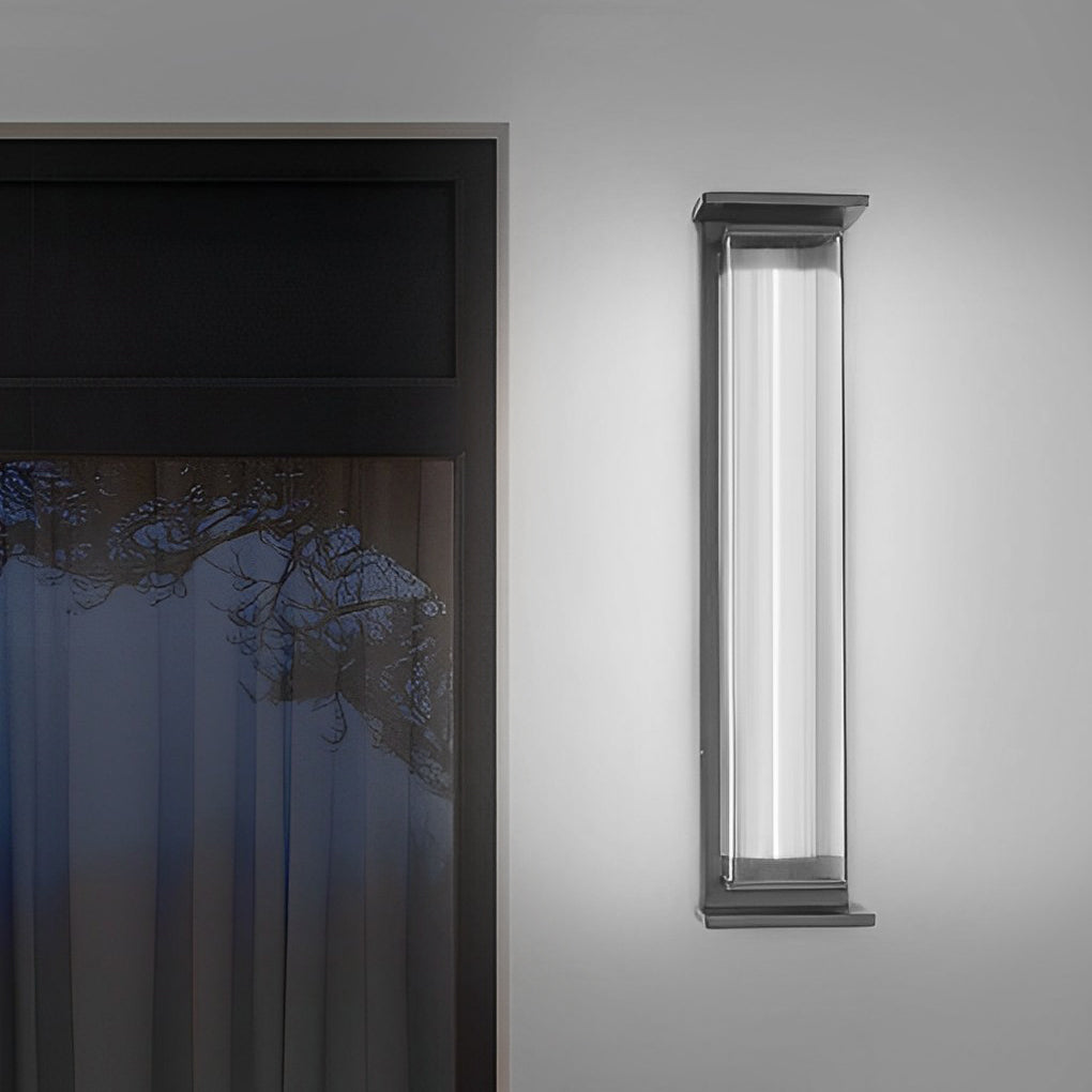 Industrial Strip Outdoor Wall Sconce — Black Stainless Steel, LED, Acrylic, 3-Color Temperature
