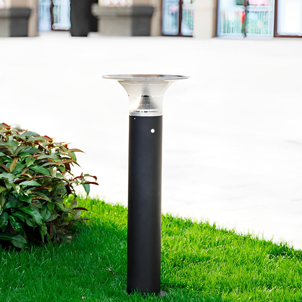 Modern Solar LED Bollard Path Light — Die-Cast Aluminum, 3.5W, 360° Illumination, Black
