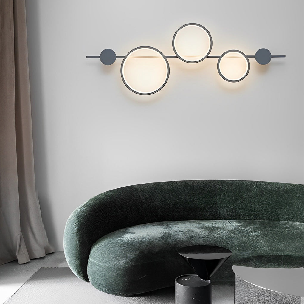 Circular LED Strip Wall Sconce — Black Iron, 37W, 3000K Warm White, 41.7" Wide