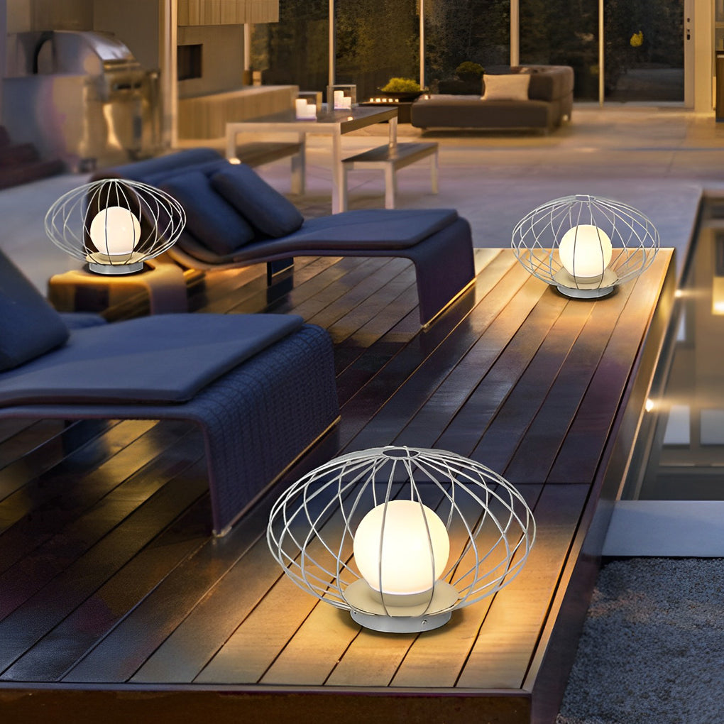 Mushroom Cage Outdoor Lawn Light — Galvanized Steel & Acrylic, 5W LED, IP65 Weatherproof, 3000K Warm White