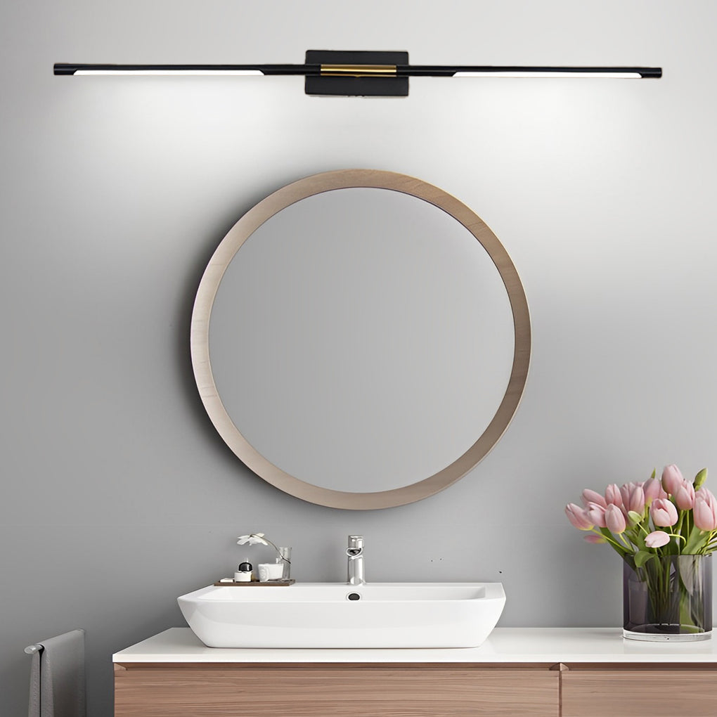 Linear LED Bathroom Vanity Light Bar — Black and Gold, Acrylic Shade, 23.6" or 39.4"