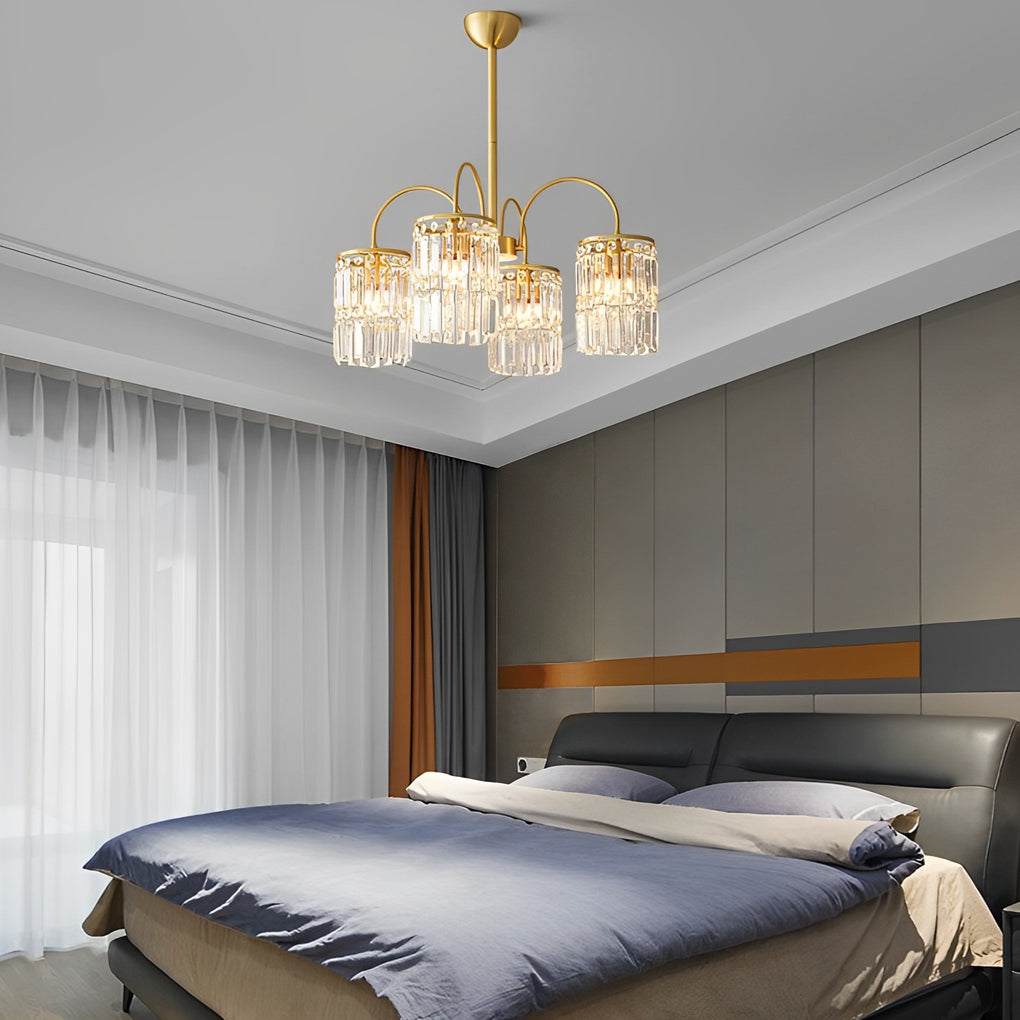 Postmodern Crystal Chandelier — Copper Arms, K9 Crystal Shade, 4 to 10-Light, E27